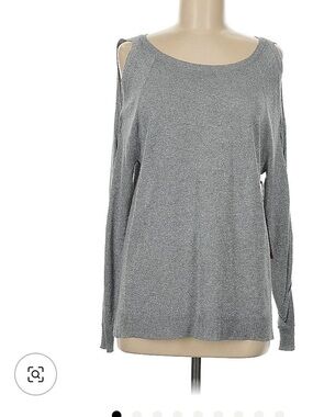 Vince Camuto Silver Cold-Shoulder Metallic Knit Sweater